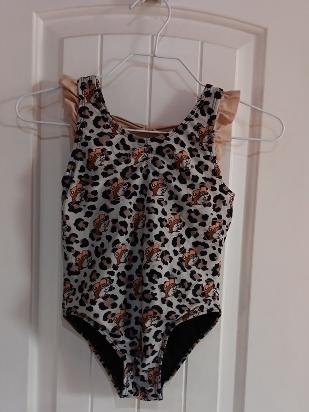 Buc-ee’s Leopard Print Ruffle Bow Swimsuit Size 5T